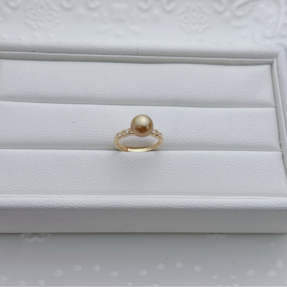 GSR3 S925 Stamped Golden South Sea Pearl Adjustable Ring - Picture 7 of 7